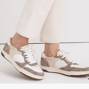 Madewell Court Sneakers Spotted Calf Hair Size 8 Sand Beige